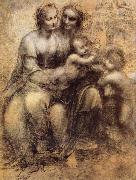 Leonardo  Da Vinci Virgin and Child with St Anne and St John the Baptist oil painting reproduction
